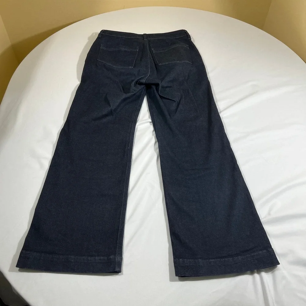 J.Crew Trouser Jean Womens 28 Dark Indigo High Rise Wide Leg Stretch Denim